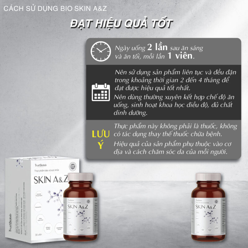 Thực phẩm bảo vệ sức khỏe Viên uống đẹp da Skin A&Z Hỗ trợ làm sáng đẹp da, tăng đàn hồi, tăng độ ẩm. Hỗ trợ giảm các triệu chứng nám sạm da, nhăn da, khô da.