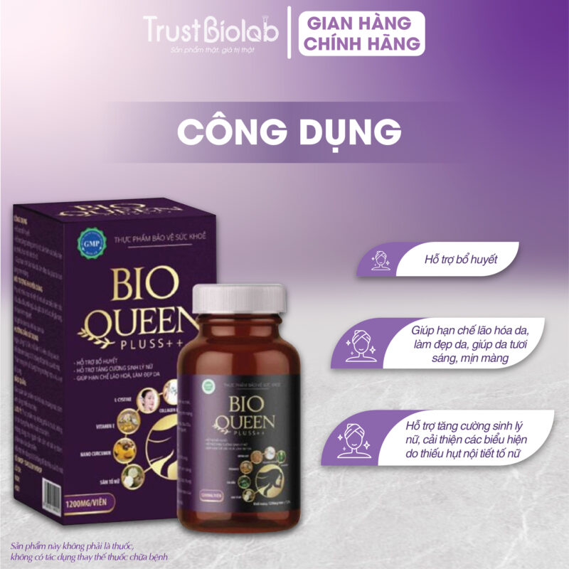 Thực phẩm bảo vệ sức khỏe Bioqueen pluss++ Hỗ trợ bổ máu huyết, Hỗ trợ tăng cường sinh lý nữ, Giúp hạn chế lão hóa, làm đẹp da