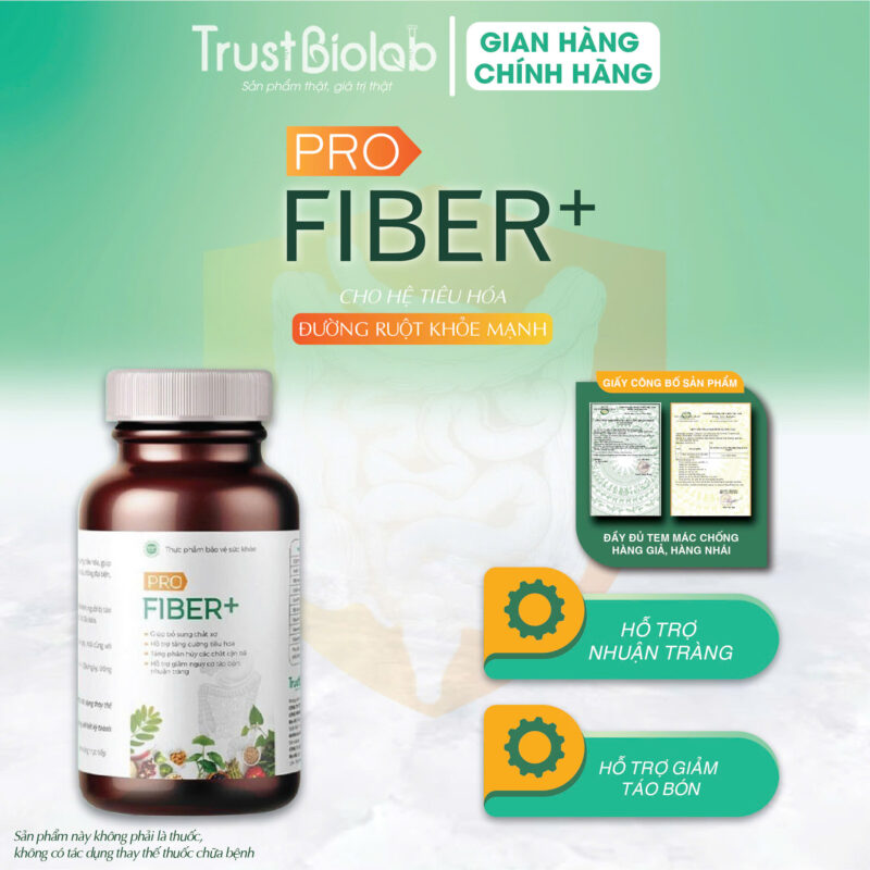 Thực phẩm bảo vệ sức khỏe VIÊN CHẤT XƠ PROFIBER+ Tảo, Diếp cá, Rau má, Cao Phan tả diệp, VitaminB Hỗ trợ nhuận tràng, hỗ trợ giảm táo bón