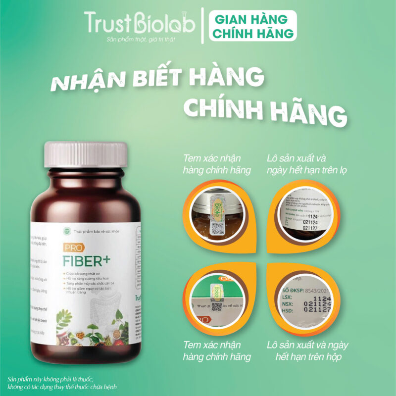 Thực phẩm bảo vệ sức khỏe VIÊN CHẤT XƠ PROFIBER+ Tảo, Diếp cá, Rau má, Cao Phan tả diệp, VitaminB Hỗ trợ nhuận tràng, hỗ trợ giảm táo bón