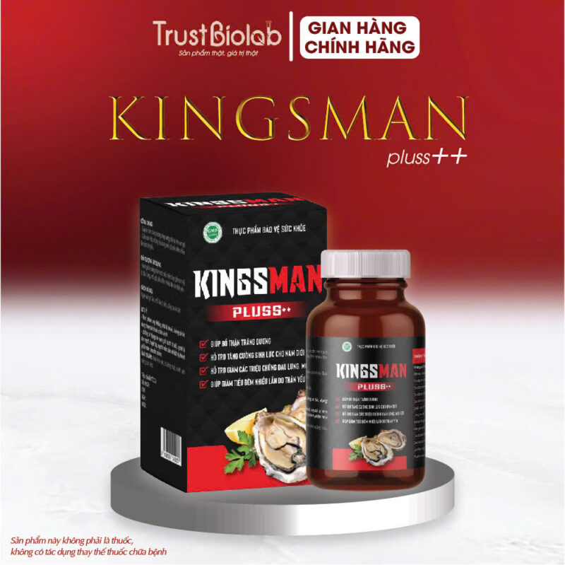 Thực phẩm bảo vệ sức khỏe KINGSMAN Pluss++ Giúp bổ thận, tráng dương, tăng cường sinh lực cho nam giới. Hỗ trợ giảm các triệu chứng đau lưng, mỏi gối, tiểu đêm nhiều lần do thận yếu.