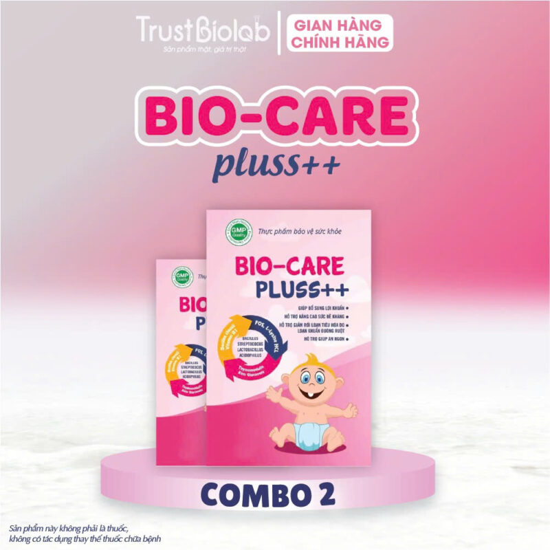 Thực phẩm bảo vệ sức khỏe MEN VI SINH BIOCARE Pluss++ Bổ sung vi khuẩn có ích, hỗ trợ duy trì hệ vi sinh đường ruột, tăng cường hấp thu, giúp ăn ngon miệng. Hỗ trợ làm giảm rối loạn tiêu hoá do loạn khuẩn đường ruột. Hỗ trợ nâng cao sức đề kháng