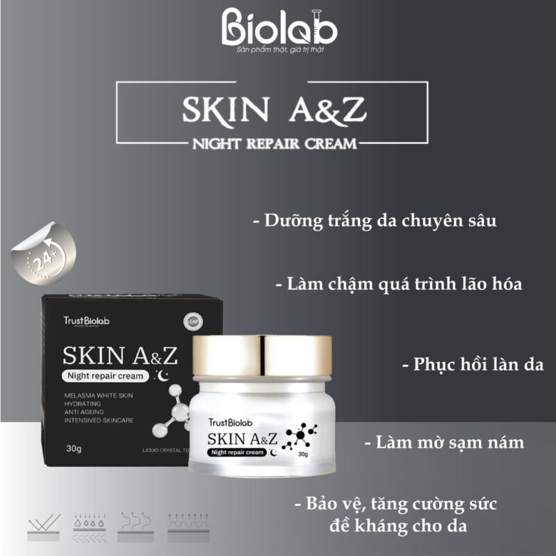 KEM DƯỠNG ĐÊM CHUYÊN SÂU SKIN A&Z Night repair cream Cấp nước, dưỡng trắng, mờ nám sạm, ngừa lão hóa chuyên sâu