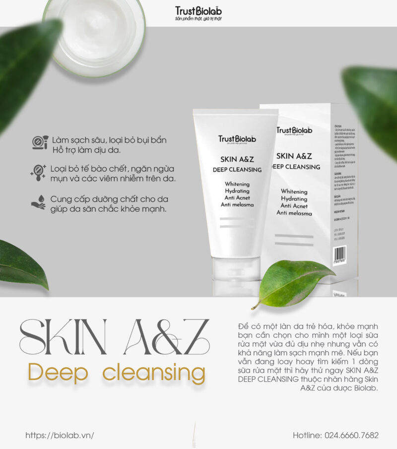 SỮA RỬA MẶT SKIN A&Z Deep Cleansing Chiết xuất 7 loại thảo dược, làm sach sâu, cân bằng da