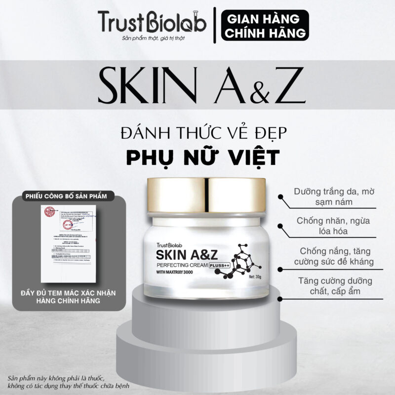 Kem dưỡng ngày Skin A&Z Perfecting cream Pluss++ Giúp làm mờ các vết nám, thâm, tàn nhang, đồi mồi, nếp nhăn và các dấu hiệu lão hóa trên da. Tăng cường dưỡng chất, giúp cải thiện độ đàn hồi của da, giúp da trông đều màu sáng hồng rạng rỡ.