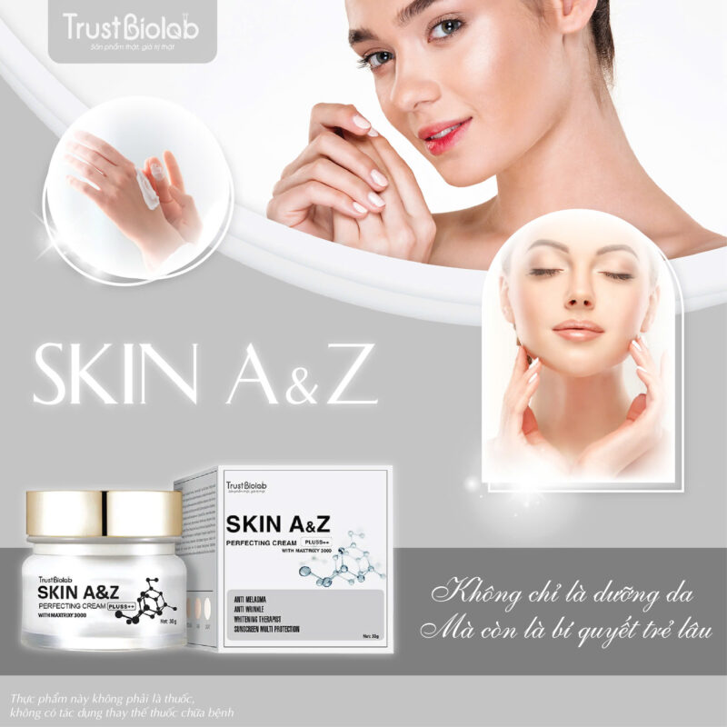 Kem dưỡng ngày Skin A&Z Perfecting cream Pluss++ Giúp làm mờ các vết nám, thâm, tàn nhang, đồi mồi, nếp nhăn và các dấu hiệu lão hóa trên da. Tăng cường dưỡng chất, giúp cải thiện độ đàn hồi của da, giúp da trông đều màu sáng hồng rạng rỡ.