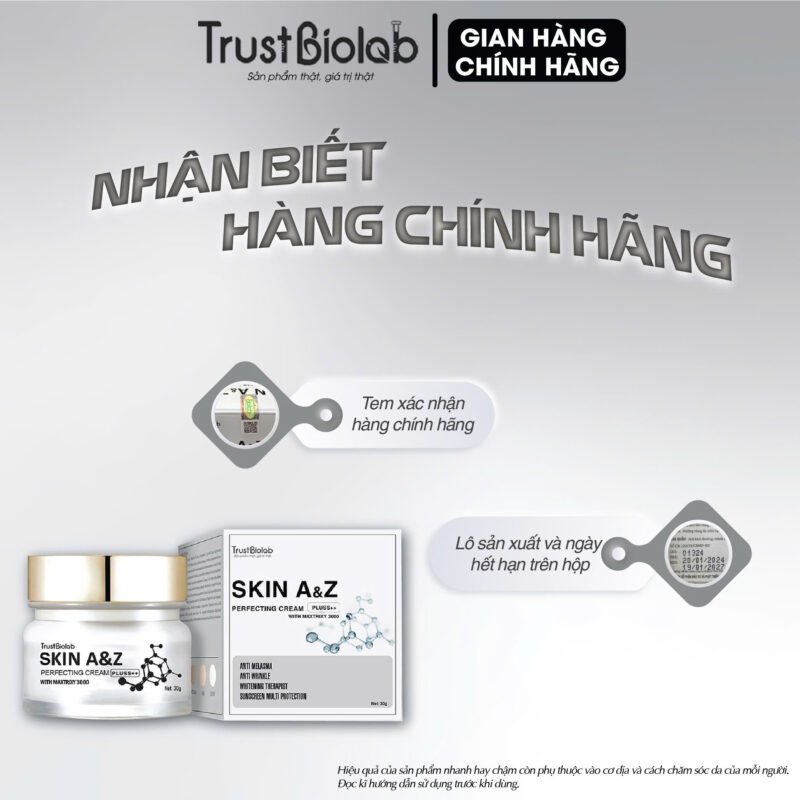 Kem dưỡng ngày Skin A&Z Perfecting cream Pluss++ Giúp làm mờ các vết nám, thâm, tàn nhang, đồi mồi, nếp nhăn và các dấu hiệu lão hóa trên da. Tăng cường dưỡng chất, giúp cải thiện độ đàn hồi của da, giúp da trông đều màu sáng hồng rạng rỡ.