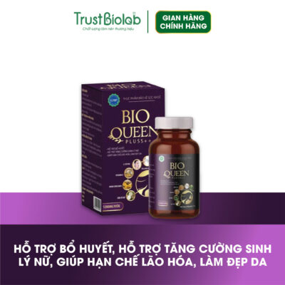 Thực phẩm bảo vệ sức khỏe Bioqueen pluss++ Hỗ trợ tăng cường sinh lý nữ cải thiện các biểu hiện do thiếu hụt nội tiết tố nữ; Hỗ trợ bổ máu huyết; Giúp hạn chế lão hóa, làm đẹp da