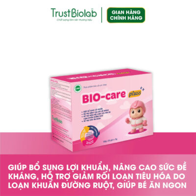 Thực phẩm bảo vệ sức khỏe Cốm vi sinh Biocare Pluss++ Bổ sung vi khuẩn có ích, hỗ trợ duy trì hệ vi sinh đường ruột, tăng cường hấp thu, giúp ăn ngon miệng. Hỗ trợ làm giảm rối loạn tiêu hoá do loạn khuẩn đường ruột. Hỗ trợ nâng cao sức đề kháng